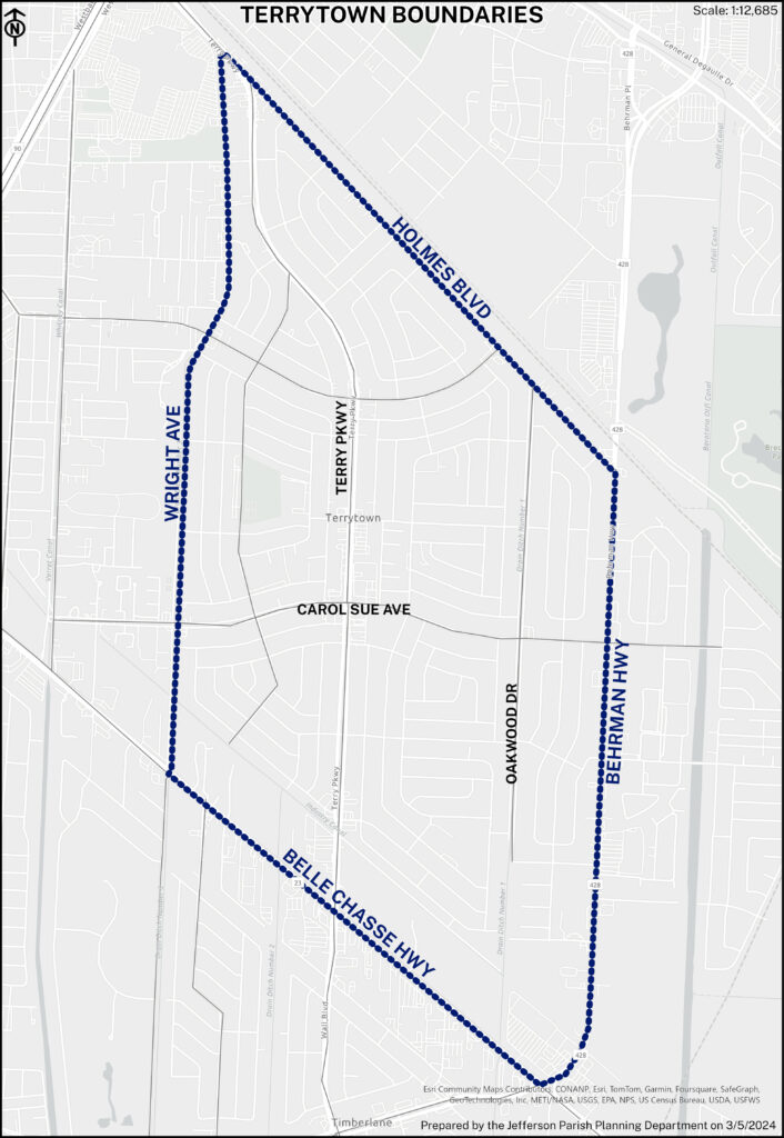 Map of Eligible Terrytown Properties